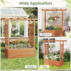 Giantex Raised Garden Bed with 2-Sided Trellis & Hanging Roof, Fir Wood Planter - Image 7