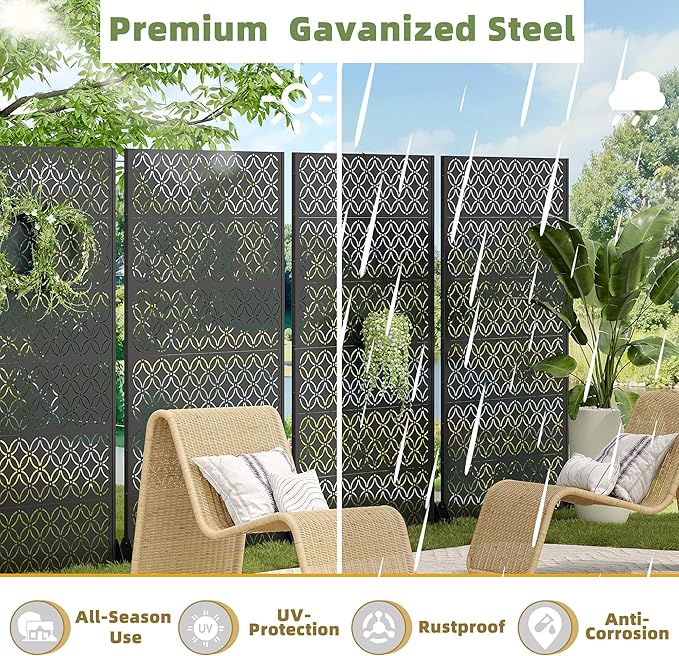 Casaphoria Metal Privacy Screen Outdoor, Palace Black - Image 4