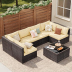 Patio Furniture Sets 7 Pieces Outdoor Sectional Rattan Sofa Manual Weaving - Image 6