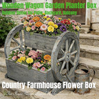 NestNature Wooden Wagon Planter Box, Raised Garden Bed, Decorative Garden - Image 7
