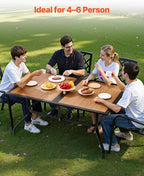 VEVOR Outdoor Patio Dining Table, 59 inch Long Rectangular Wood-Like Steel Slat - Image 4