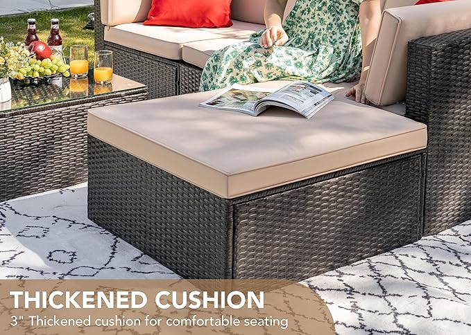 Devoko 5 Pieces Patio Furniture Sets All Weather Outdoor Sectional Patio Sofa - Image 3