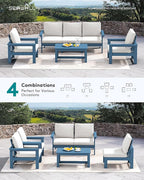 SERWALL HDPE Patio Conversation Set, 6-piece Sectional Outdoor Furniture Set - Image 7