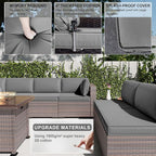 Kullavik 13 Pieces Outdoor Patio Furniture Set, PE Wicker Rattan Sectional Sofa - Image 4