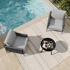 East Oak 3-Piece Patio Furniture Set | Armchairs & Coffee Table | Outdoor - Image 11