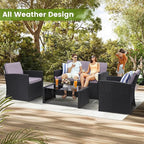 4-Piece Patio Furniture Set, Wicker Outdoor Rattan Sectional Sofa - Image 3