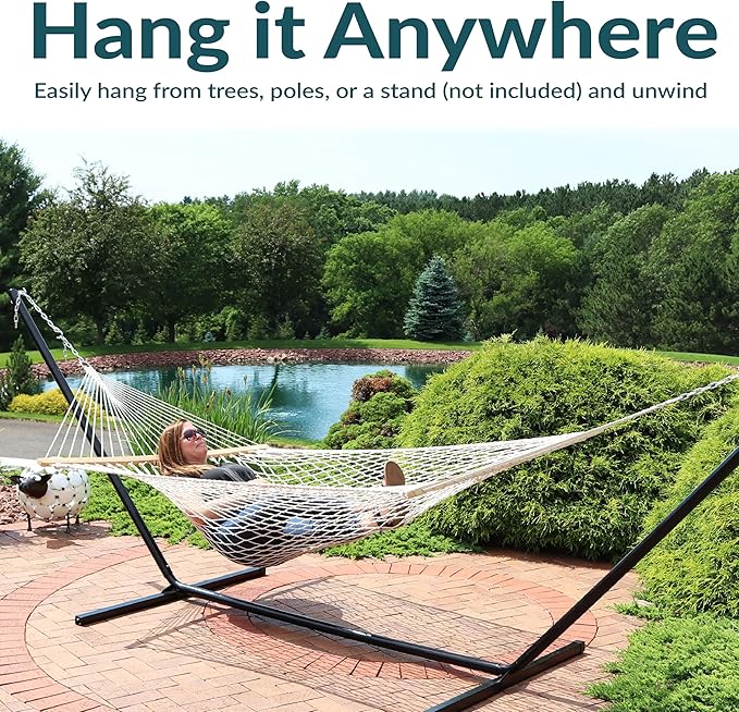 Sunnydaze Cotton Rope Hammock for Outside - Image 2