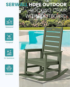 SERWALL Outdoor Rocking Chair Set of 4, Oversized HDPE Patio Rocking Chair - Image 4