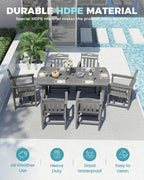 Ciokea HDPE Outdoor Dining Set, 7-Piece Patio Table and Chairs Set - Image 3