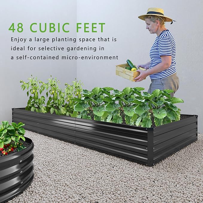 12x4x1FT Galvanized Raised Garden Bed Kit, Vegetable Boxes-Rectangle Metal - Image 6
