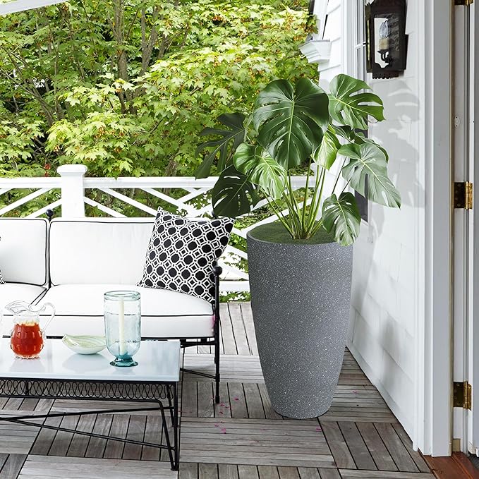 2 Packs 21 inch Tall Planter, Indoor Outdoor Round Planter - Image 6