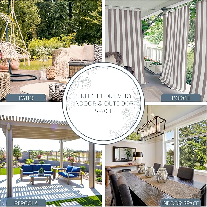 Elrene Home Fashions Highland Stripe Indoor/Outdoor Curtain Panel, 50 inches X - Image 3