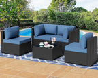 Shintenchi 5 Pieces Outdoor Patio Sectional Sofa Couch, PE Wicker Furniture Sets by Shintenchi