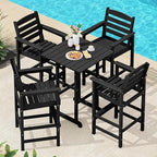 SERWALL 5-Piece Adirondack Bar Chairs Set, HDPE Adirondack Barstools by SERWALL