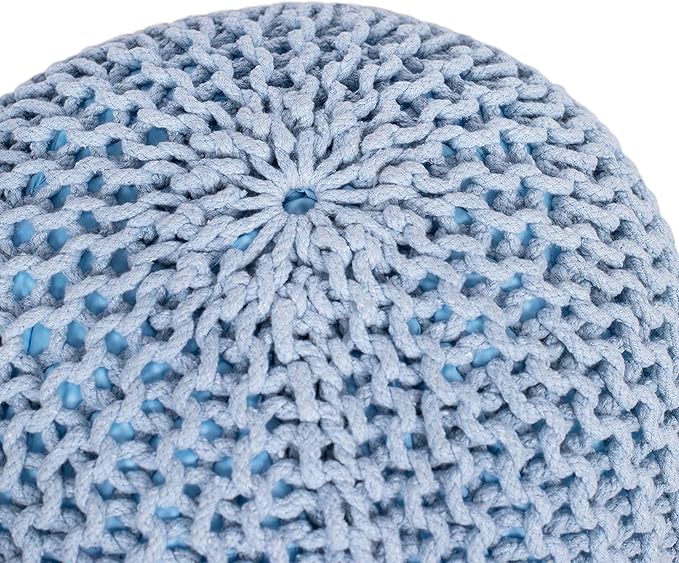 BIRDROCK HOME Round Pouf Ottoman | Cotton Braided Foot Stool - Image 7