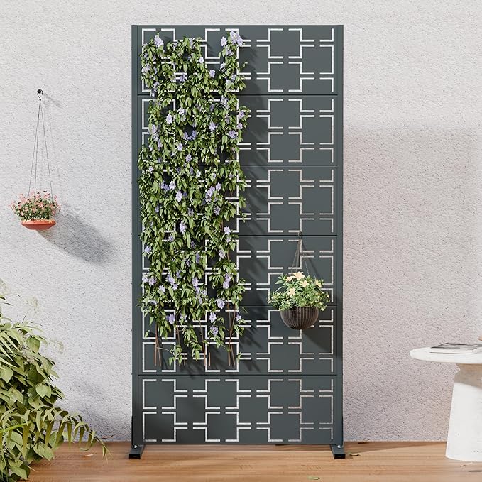 Casaphoria Metal Privacy Screen Outdoor, Darkgray-Square by Casaphoria