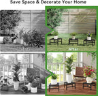 IBUYKE 3 Pack Metal Plant Stand Indoor Outdoor, Heavy Duty Small Flower Pot - Image 5