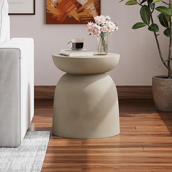 Christopher Knight Home Stela Patio Lightweight Concrete Drum Side Table - Image 4