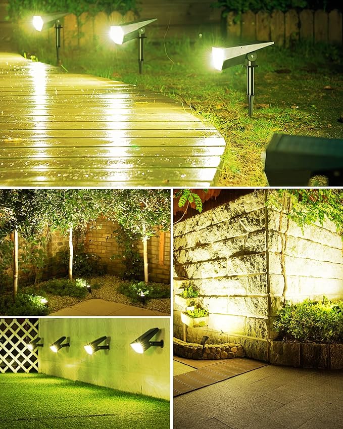 Biling Solar Spot Lights Outdoor, 2-in-1 Solar Landscape Lights 12 LED Bulbs - Image 6