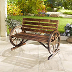 Outsunny 41" Wooden Wagon Wheel Bench, Rustic Outdoor Patio Weather Resistance - Image 9