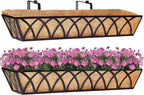 30 Inch Window Deck with Coco Liner Set of 2, Metal Hanging Flower Planter by LAWYAMAI