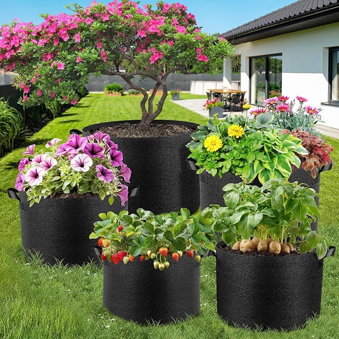 5 Pack 3 Gallon Grow Bags, Thickened Nonwoven Fabric Planter Pots - Image 7