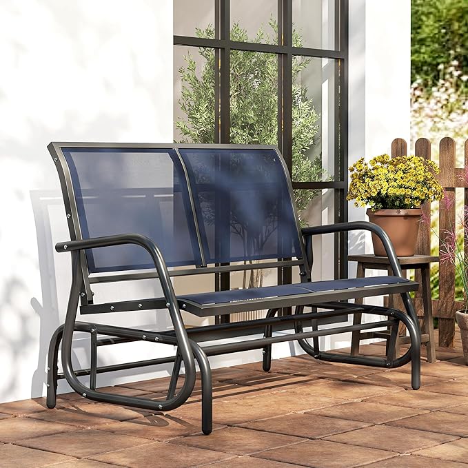Outsunny 2-Person Outdoor Glider Bench, Patio Double Swing Rocking Chair - Image 8