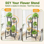 Metal Plant Stand Indoor Outdoor, 5 Tier 5 Potted Multiple Plant Shelf Stands - Image 4