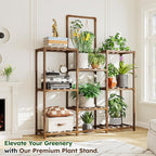 EnHomee Plant Stand Indoor Large Plant Stand Outdoor 5 Tiers Wood Tiered Plants - Image 2