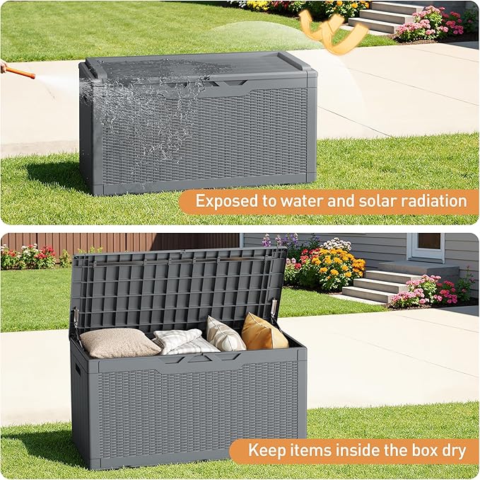 Greesum 100 Gallon Resin Deck Box Large Outdoor Storage Boxes - Image 4