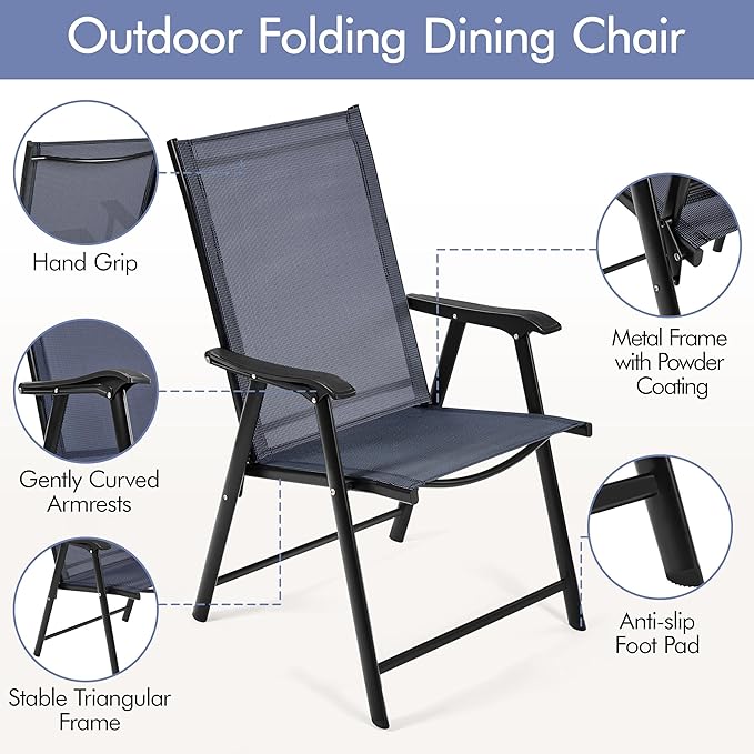 Yaheetech Patio Dining Chairs Set of 2, Portable Dining Chairs - Image 6