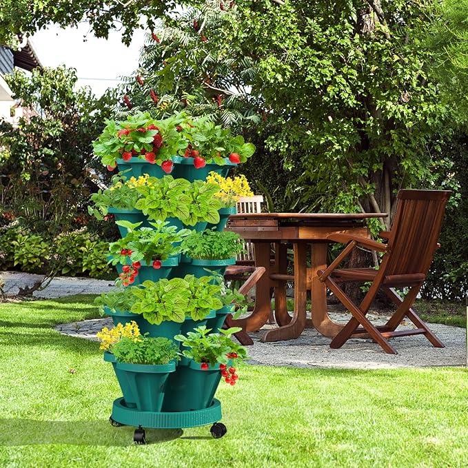 Strawberry Vertical Planters Tower Garden, 7 Tiered Stacking Herb Vegetable - Image 7