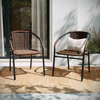 EMMA + OLIVER Set of 2 Modern Rattan Indoor/Outdoor Stack Chairs, Stacking - Image 6