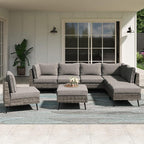 LAUSAINT HOME 8 Piece Outdoor Sectional Sofa PE Rattan Patio Conversation Sets by LAUSAINTHOME
