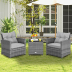 Tangkula 3 Pieces Patio Furniture Set, Outdoor PE Rattan Conversation Chair Set - Image 2