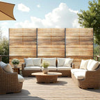 FENCY Metal Privacy Screen 72" H×47" W Natural Wood Color Outdoor Privacy Screen - Image 6