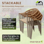 4 Pcs Stackable Patio Dining Chairs, Aluminum Rattan Outdoor Dining Chair - Image 6