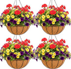 12 inch Metal Hanging Baskets For Plants Outdoor 4 Pack Round Metal Wire by JFFLYIT