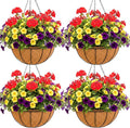 14 inch Metal Hanging Baskets For Plants Outdoor 4 Pack Round Metal Wire by JFFLYIT