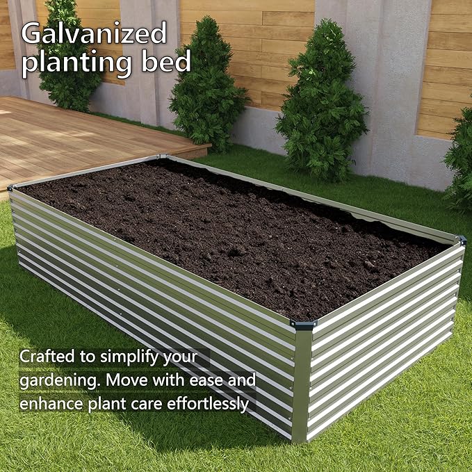 8x4x2FT Galvanized Raised Garden Bed Kit, Vegetable Plant Boxes-Rectangle Metal - Image 7