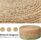 Cpintltr Ottoman Natural Seagrass Footrest Poufs Hand Weave Round Foot Stool - Image 6