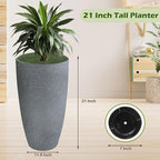 2 Packs 21 inch Tall Planter, Indoor Outdoor Round Planter - Image 3