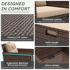 LHBcraft Balcony Furniture 5 Piece Wicker Patio Furniture Set, Outdoor - Image 2