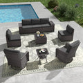 Kullavik 9 Pieces Outdoor Patio Furniture Set, PE Wicker Rattan Sectional Sofa by KULLAVIK