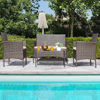 Greesum Patio Furniture 4 Pieces Conversation Sets Outdoor Wicker Rattan Chairs - Image 3