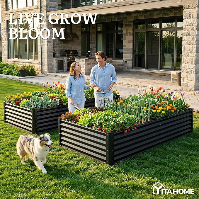 YITAHOME 2pcs 8x4x1.5 ft Galvanized Raised Garden Bed Kit, Large Metal Planter - Image 3