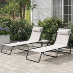 Outsunny Folding Chaise Lounge Chair Set of 2, Patio Sun Tanning Chair - Image 2