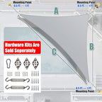 Amgo Custom Size 10' x 18' x 20.6' Gray Right Triangle Sun Shade Sail UPF50+ - Image 8