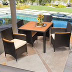 Flamaker 5 Piece Patio Dining Set Outdoor Acacia Wood Table and Chairs - Image 6