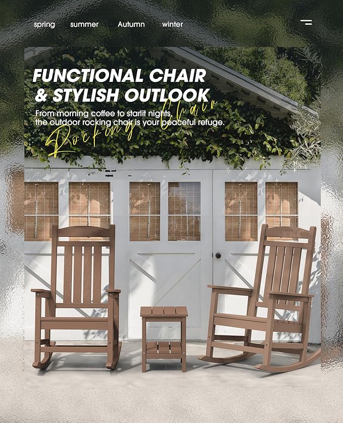 KINGYES HDPE Rocking Chairs Outdoor, Patio Rocking Chairs - Image 4